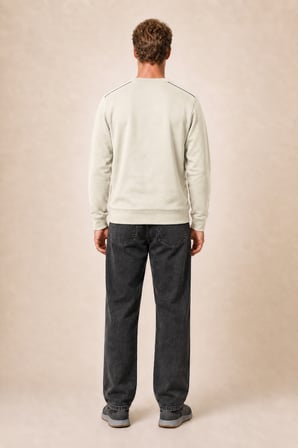 Qwen Bisiklet Yaka Regular Fit Kışlık Sweatshirt Taş