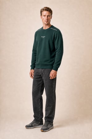 Qwen Bisiklet Yaka Regular Fit Kışlık Sweatshirt Nefti