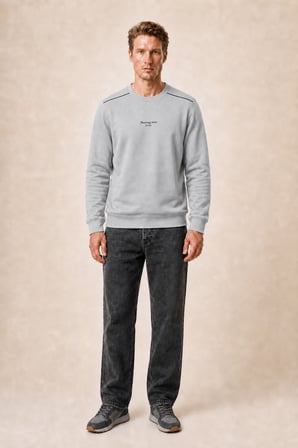 Qwen Bisiklet Yaka Regular Fit Kışlık Sweatshirt Gri