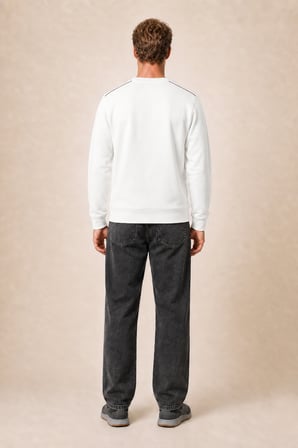 Qwen Bisiklet Yaka Regular Fit Kışlık Sweatshirt Beyaz