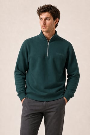 Krivs Bisiklet Yaka Regular Fit Kışlık Sweatshirt Nefti