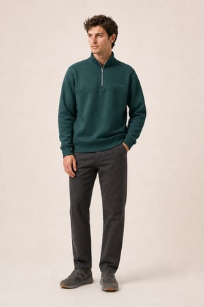 Krivs Bisiklet Yaka Regular Fit Kışlık Sweatshirt Nefti