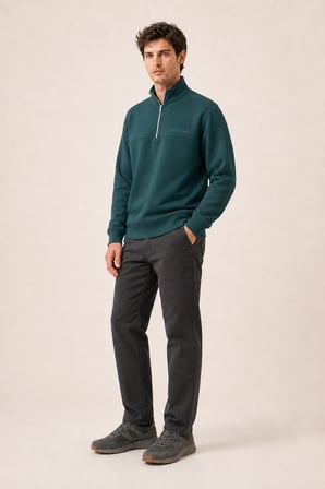 Krivs Bisiklet Yaka Regular Fit Kışlık Sweatshirt Nefti