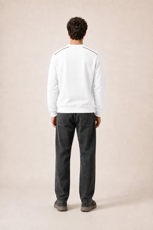 Respect Bisiklet Yaka Regular Fit Kışlık Sweatshirt Beyaz