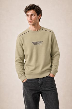 Respect Bisiklet Yaka Regular Fit Kışlık Sweatshirt Bej