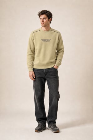 Respect Bisiklet Yaka Regular Fit Kışlık Sweatshirt Bej