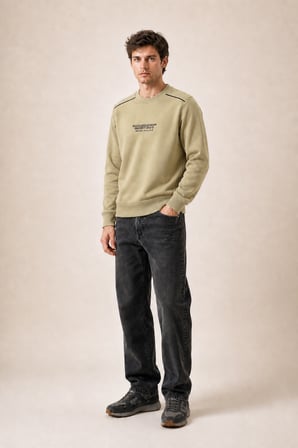 Respect Bisiklet Yaka Regular Fit Kışlık Sweatshirt Bej