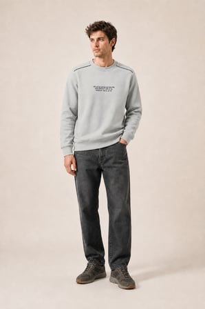 Respect Bisiklet Yaka Regular Fit Kışlık Sweatshirt Gri