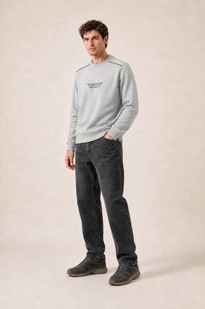 Respect Bisiklet Yaka Regular Fit Kışlık Sweatshirt Gri