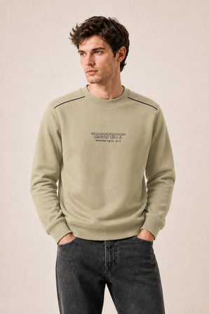 Respect Bisiklet Yaka Regular Fit Kışlık Sweatshirt Çağla