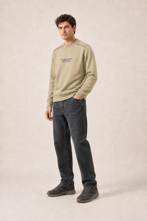 Respect Bisiklet Yaka Regular Fit Kışlık Sweatshirt Çağla