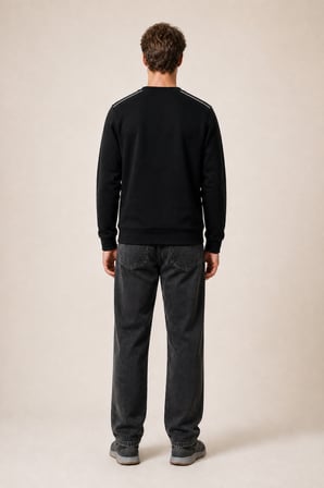 Respect Bisiklet Yaka Regular Fit Kışlık Sweatshirt Siyah