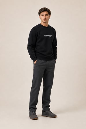 Takes Bisiklet Yaka Kışlık Regular Fit Sweatshirt Siyah
