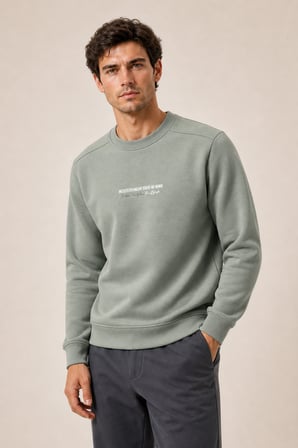 Takes Bisiklet Yaka Kışlık Regular Fit Sweatshirt Mint
