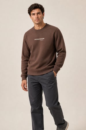Takes Bisiklet Yaka Kışlık Regular Fit Sweatshirt Kahve