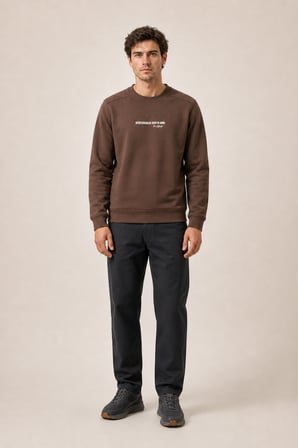 Takes Bisiklet Yaka Kışlık Regular Fit Sweatshirt Kahve