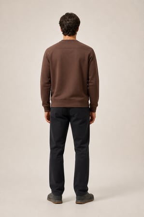 Takes Bisiklet Yaka Kışlık Regular Fit Sweatshirt Kahve