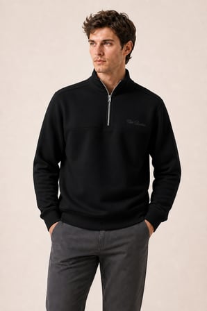 Krivs Bisiklet Yaka Regular Fit Kışlık Sweatshirt Siyah