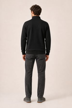 Krivs Bisiklet Yaka Regular Fit Kışlık Sweatshirt Siyah