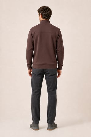 Krivs Bisiklet Yaka Regular Fit Kışlık Sweatshirt Kahve