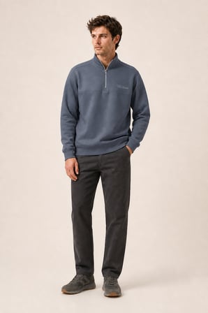 Krivs Bisiklet Yaka Regular Fit Kışlık Sweatshirt Antrasit