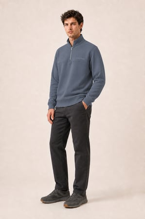 Krivs Bisiklet Yaka Regular Fit Kışlık Sweatshirt Antrasit