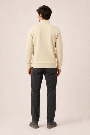 Krivs Bisiklet Yaka Regular Fit Kışlık Sweatshirt Bej