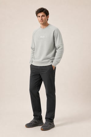 Black Yeni Sezon Erkek Kışlık Regular Fit Sweatshirt Pamuklu Gri
