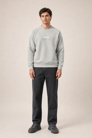 Black Yeni Sezon Erkek Kışlık Regular Fit Sweatshirt Pamuklu Gri
