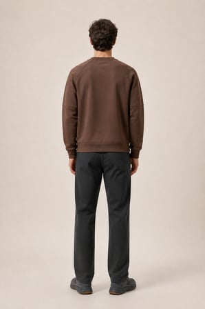 Black Yeni Sezon Erkek Kışlık Regular Fit Sweatshirt Pamuklu Kahve