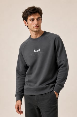 Black Yeni Sezon Erkek Kışlık Regular Fit Sweatshirt Pamuklu Antrasit