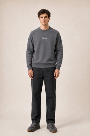 Black Yeni Sezon Erkek Kışlık Regular Fit Sweatshirt Pamuklu Antrasit