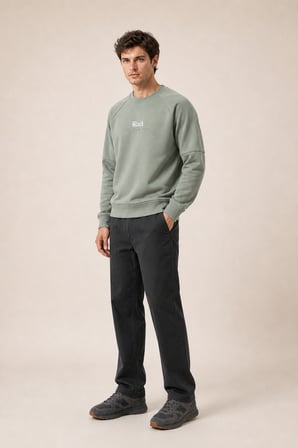 Black Yeni Sezon Erkek Kışlık Regular Fit Sweatshirt Pamuklu Mint