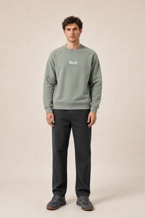 Black Yeni Sezon Erkek Kışlık Regular Fit Sweatshirt Pamuklu Mint
