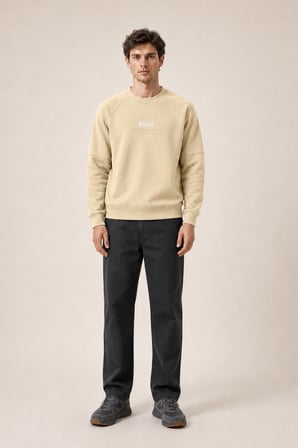 Black Yeni Sezon Erkek Kışlık Regular Fit Sweatshirt Pamuklu Bej