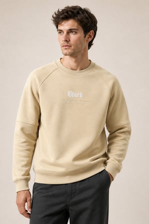 Black Yeni Sezon Erkek Kışlık Regular Fit Sweatshirt Pamuklu Bej