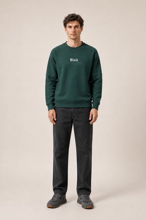 Black Yeni Sezon Erkek Kışlık Regular Fit Sweatshirt Pamuklu Nefti