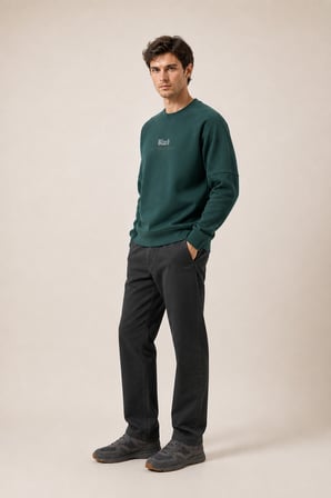 Black Yeni Sezon Erkek Kışlık Regular Fit Sweatshirt Pamuklu Nefti