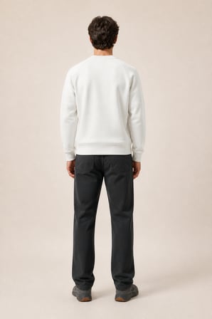 Black Yeni Sezon Erkek Kışlık Regular Fit Sweatshirt Pamuklu Beyaz