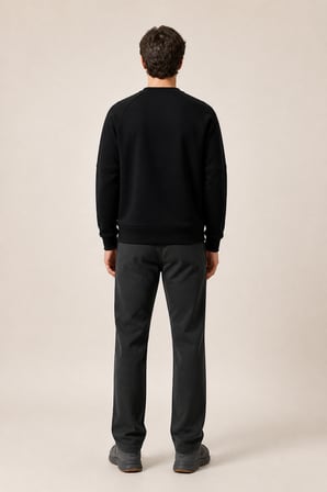 Black Yeni Sezon Erkek Kışlık Regular Fit Sweatshirt Pamuklu Siyah