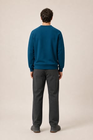 Black Yeni Sezon Erkek Kışlık Regular Fit Sweatshirt Pamuklu Petrol