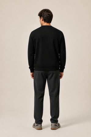 Steni Yeni Sezon Erkek Regular Fit Kışlık Bisiklet Yaka Sweatshirt Siyah