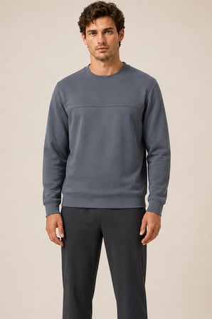 Steni Yeni Sezon Erkek Regular Fit Kışlık Bisiklet Yaka Sweatshirt Antrasit