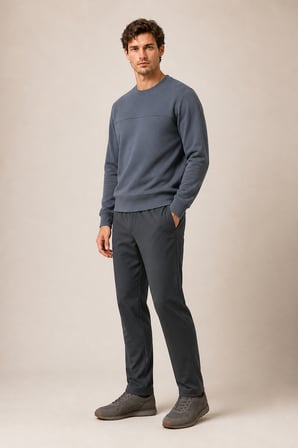 Steni Yeni Sezon Erkek Regular Fit Kışlık Bisiklet Yaka Sweatshirt Antrasit