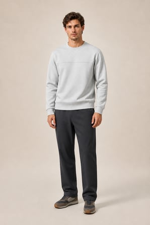 Steni Yeni Sezon Erkek Regular Fit Kışlık Bisiklet Yaka Sweatshirt Gri