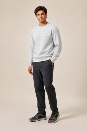 Steni Yeni Sezon Erkek Regular Fit Kışlık Bisiklet Yaka Sweatshirt Gri