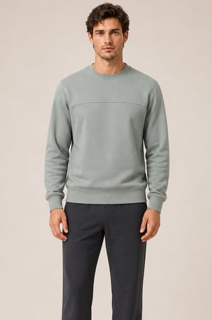 Steni Yeni Sezon Erkek Regular Fit Kışlık Bisiklet Yaka Sweatshirt Mint