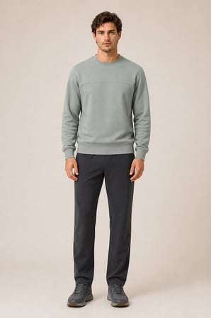 Steni Yeni Sezon Erkek Regular Fit Kışlık Bisiklet Yaka Sweatshirt Mint