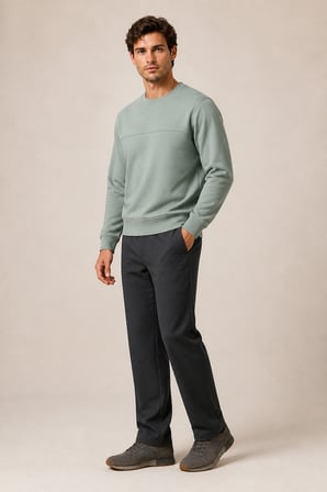 Steni Yeni Sezon Erkek Regular Fit Kışlık Bisiklet Yaka Sweatshirt Mint