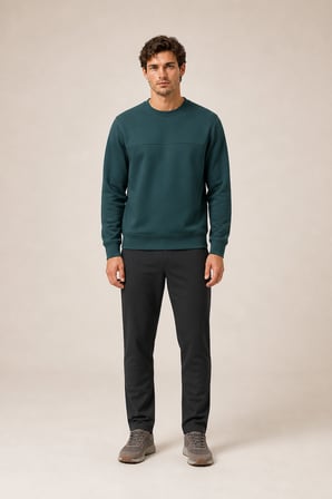 Steni Yeni Sezon Erkek Regular Fit Kışlık Bisiklet Yaka Sweatshirt Nefti